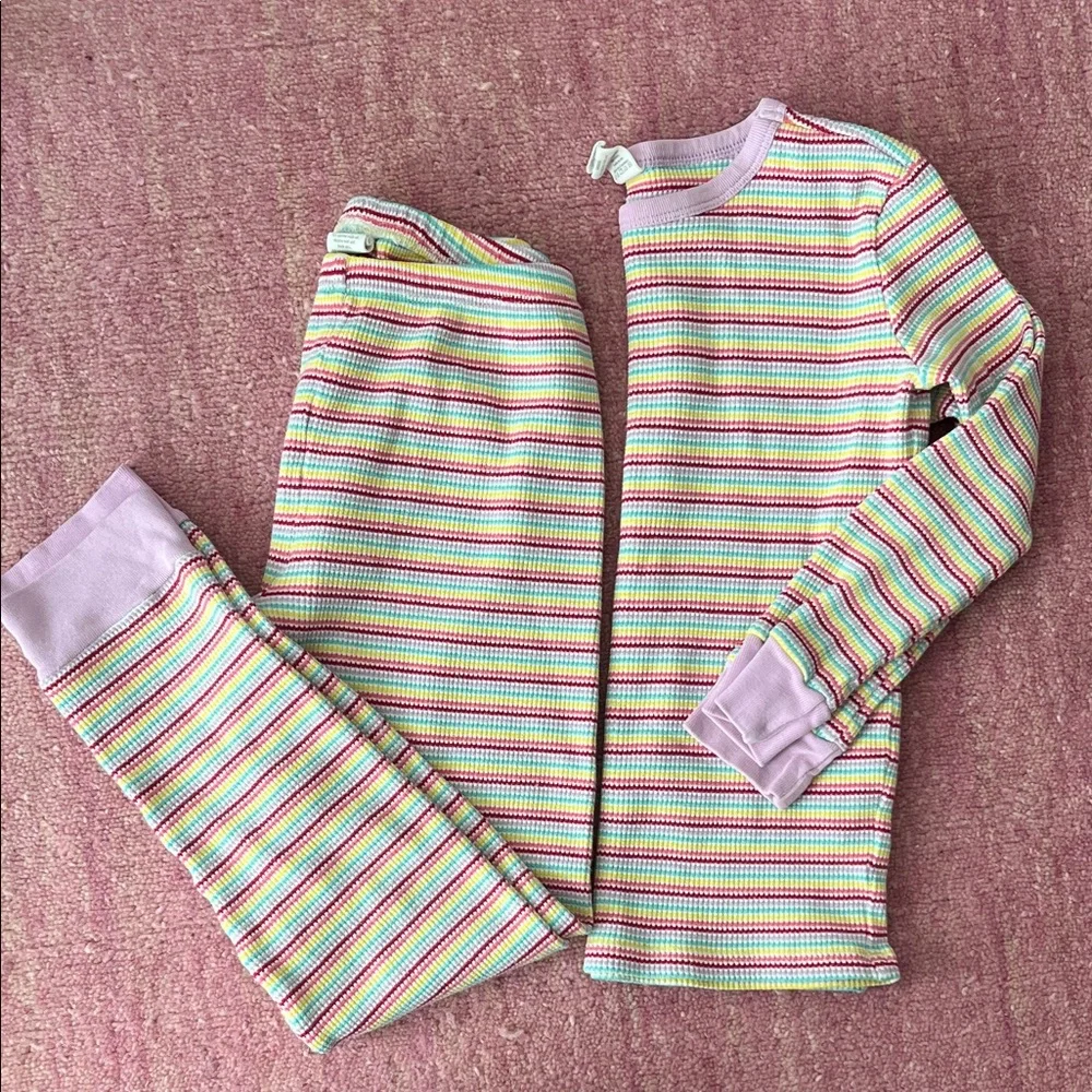 Gymboree Rainbow Colorful Striped Waffle Knit Pajama Set